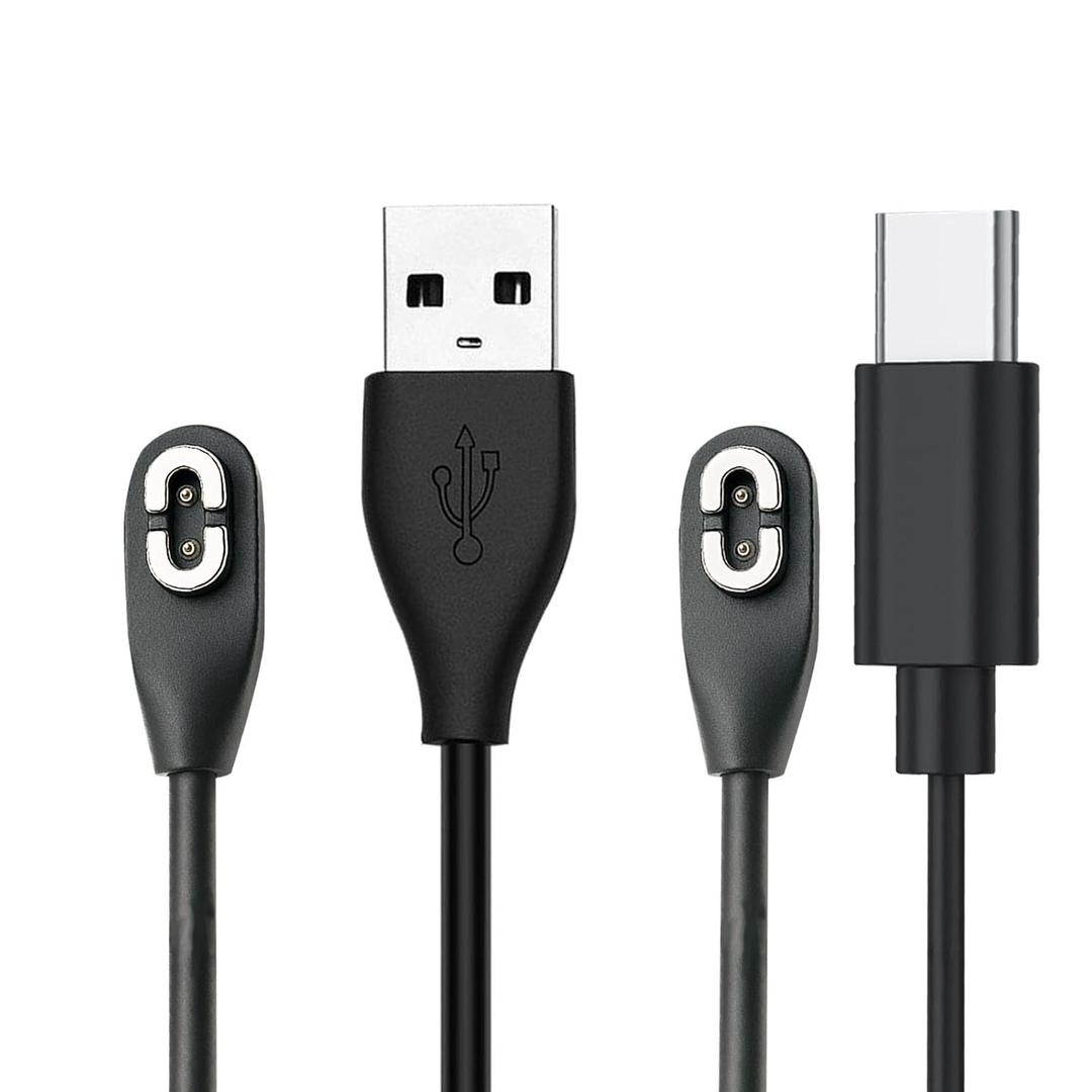 2 Pack Charger Cables Compatible with Shokz, Magnetic Replacement Charging Cable, Suitable for Aftershokz Aeropex AS800/803/Shokz Open Pro, OpenRun Mini, OpenComm Bone Conduction (2, Black)