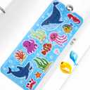 Baby Bath Mat for Tub Non Slip Kids Bathtub Mat Extra Long 40X16 Inch Toddler Bath Tub Shower Mat Anti Slip with Suction Cups & Drain Holes, Machine Washable (Whale Shark)