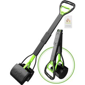 TIMINGILA 33" Long Handle Portable Pet Pooper Scooper for Large and Small Dogs,High Strength Material and Durable Spring,Great for Lawns, Grass, Dirt, Gravel (Green)