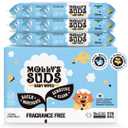 Molly's Suds Sensitive Clean Baby Wipes | 99% Water, Plant-Based, Fragrance Free | 576 Total Wipes (9 Flip-Top Packs)