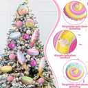 Soulchen 16 Pcs Large Pastel Christmas Tree Ornaments Inflatable Candy Macaroon Color Dessert Pendant Ice Cream Sugar Cake Macaroon Donut Candy Balls Ornaments for Christmas Holiday Party