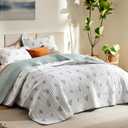 Bedsure Floral Quilt Set Queen - Reversible Botanical Spring Flower Quilt Bedding Set, 3 Pieces Microfiber Lightweight Bedspread, Coverlet with 2 Pillow Shams for All Seasons (90"x96") (Queen / Full, 05 - Bouquet)