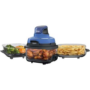 Ninja Crispi 5-in-1 Portable Glass Air Fryer Cooking System, 1500W, 6-Cup, 4-Quart & 2.5-Quart TempWare Containers With Lids, Microwave, Freezer & Dishwasher Safe, Blue, FN103CO