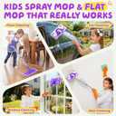 2 Set Toy Mop for Kids - Toddler Real Spray Mop and Flat Floor Mop Montessori Cleaning Toy Set, Educational and Fun Gifts for Boys and Girls Ages 4+