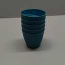 4 inch Small Plastic Nursery Pots, 5 Pack Water Ripples Flower Pots for Indoor Plants, Plant Pots with Drainage Holes and Saucers, Seedling Starter Planters for House Plants, Blue Green