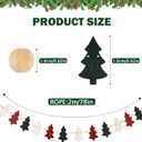 2 x Merry Christmas Banner, 6.5ft Farmhouse Xmas Tree Wooden Beads Christmas Decor (White and Red)