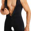 TAILONG Mens Bodysuit Shapewear for Tummy Control Gynecomastia Compression Shirts Full Body Shapewear Fajas Para Hombres (Medium-Large, Black)