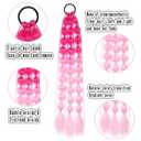 Colored Hair Extensions 24 Inch Lightweight Bubble Ponytail Extensions with Hair Tie 1pcs Colorful Hair Extensions for Women Crazy Hair Day Accessories Festival Party Rave (Red to Pink)