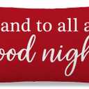 Christmas Pillow Covers 12x20 Red Lumbar Decorative Cushion Case and to All a Good Night Holiday Winter Decoration for Sofa Couch Bed