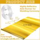 Tinideya 3.3 x 98.4 ft Mirror Rug Aisle Runner for Wedding Ceremony Double Sided Reflective Carpet Aisle Runner Walkway Rug Roll for Outdoor Birthday Graduation Party Decor(Gold)