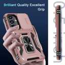 DEERLAMN Case for Samsung Galaxy A37 5G with Slide Camera Cover+Screen Protector (1 Pack), Rotated Ring Kickstand Military Grade Shockproof Protective Cover-Rose Gold