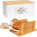 3 in 1 Bread Slicer for Homemade Bread with Box, Metal Bread Storage Container, Foldable Slicer Guide for Kitchen Countertop