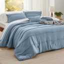 Bedsure King Comforter Set - 4 Pieces Pinch Pleat Bed Set, Light Blue Boho Bedding for All Season, 1 Soft Comforter, 2 Pillowcases, 1 Decorative Pillow