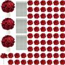 66PCS Hydrangea Artificial Flowers Silk Fake Flowers with Stems for Mother's Day, Home Wedding Decor, Party Table Centerpieces DIY Project and Bouquet Floral Garlands Decoration (Burgundy)