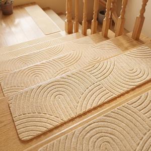 Dunzy 15 Pcs Boho Stair Treads for Wooden Steps Indoor 8" x 30" Non-Slip Carpet Stair Treads, Washable Adhesive Runner Rugs, 3D Peel and Stick, for Elders and Dogs, Pets, Khaki, Each is About 8 X 30 Inches