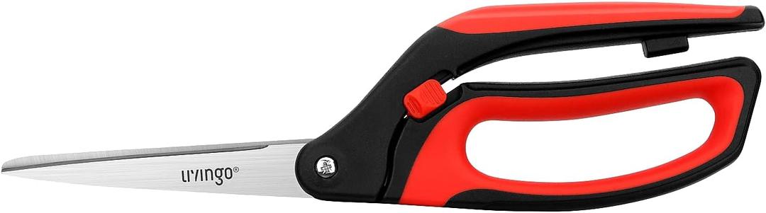 LIVINGO 10" Spring Action Fabric Scissors, Professional Sewing Scissors for Tailor Dressmaker, Spring Loaded Heavy Duty Shears for Fabric Crafting with Comfort Handle, All Purpose (Red/Black) (Black/Red)