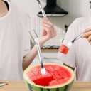 2-in-1 Stainless Steel Fruit Cutter, 2024 New Upgrade Dual Head Watermelon Fork Slicer Cutter Tool, Summer Watermelon Fruit Cutting Home Kitchen Gadgets (2Pcs)
