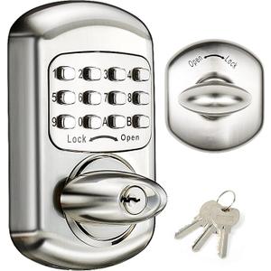 Keyless Entry Keypad Deadbolt  Digital & Mechanical Door Lock, No Low Power Risk (Silver)