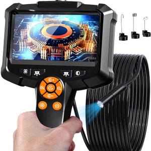 Endoscope Camera with Light, 1080P HD Borescope with 8 Adjustable Lights, 4.3" Endoscope with 16.4ft Semi-Rigid Snake Camera, IP67 Waterproof Borescopese for Sewer, Cool Gadgets & Tools for Men