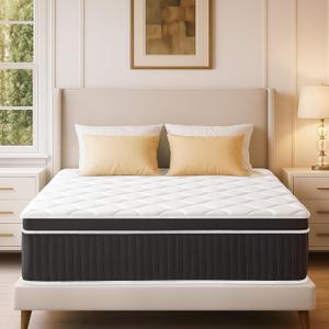 QUENSIYE Full Mattress, 12 Inch Ultra Comfort Hybrid Mattresses Full Size, Foam with Independent Pocket Springs Mattress in a Box Pressure Relief & Supportive, Medium Firm