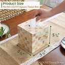 CHI AN HOME 5.5 Square Tissue Box Cover, Capiz Shells Cube Tissue Box Holder with Bottom Slider, Checkered Tissue Box Cover Mother of Pearl Decorative Tissue Holder for Bathroom Vanity, Office, Ivory