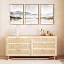 Neutral Abstract Mountain Framed Canvas Print Wall Art Set,Watercolor Beige and Gray Calming Landscape Wall Decor,Modern Minimalist Nature Artwork for Living Room,Bedroom-16 x24 x3