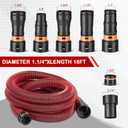 16FT Shop Vac Hose with 6 Adapter Attachments,Fits 1-1/4" Vacuum Cleaner Hose,Multi-Size Fittings0.9" to 1-3/4",Universal Shop Vac Accessories (Please Confirm Hose Size Compatibility)