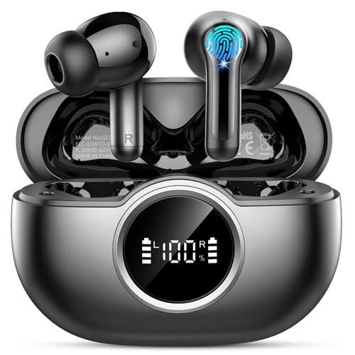 Wireless Earbuds, 2026 3D-Stereo Bluetooth 5.4 Headphones Deep Bass Ear Bud, 4 ENC Noise Cancelling Mic, 40+Hrs USB-C Earphones, IP-X7 Waterproof Headset for Sport Workout Gym Laptop Pad Android iOS, A-Black Pro
