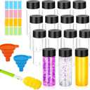 DI QIU REN 16 Pack Clear Plastic Bottles Empty Sensory Bottles with Caps  Reusable Juice Bottles Drink Containers Leakproof Water Bottle for Juice Milk (Black Lids, 10 oz / 300 ml)