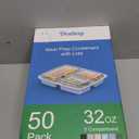 50 Pack (100-Piece) 32 oz Meal Prep Containers Reusable with Lids 3-Compartment, To Go Take Out Plastic Food Storage Containers, Sturdy Leakproof Food Safe, Microwave Freezer Dishwasher Safe, Blue