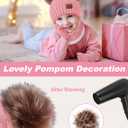 Senker Fashion Kids Winter Beanie Hat Scarf Gloves Set for Girls Boys Knit Warm Pompom Toddler Hats Mittens Neck Warmer (Pink)