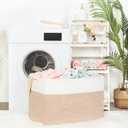 MINTWOOD Design 112L Extra Large Blanket Basket Holder Living Room, 25"x17"x16" Rectangle Rope Woven Storage Basket with Handles for Laundry, Pool Towels, Shoes, Dog Toy Organizer Bin Box, Light Brown