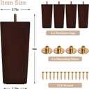 6 Inch Wooden Sofa Legs Set of 4, Brown Square Wood Furniture Feet Couch Legs, Mid Century Modern Dresser Replacement Feet for Chair Cabinet Armchair Recliner Table Or Home DIY Projects Bun Feet