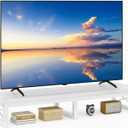 IBUYKE 45" Large TV Riser for 32-60 inch TV, Tabletop Short TV Stand with Storage and Steel Legs, TV Riser Stand for Home, Bedroom, Living Room, White TVT002W