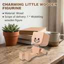 Shaking Wooden Man Figurine - Shaking Feet Wooden Doll for Car Dashboard Decorations, with 12PCS Magnetic Expressions, Funny Handmade Desk Decor for Office Home, Creative Wood Gift Idea