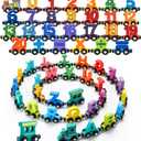 2 Sets/55 Pcs Magnetic Alphabet Number Train Set Montessori Toys for Toddlers Wooden Alphabet Number Preschool Learning Activities Educational Sensory Easter Basket Stuffers Birthday Gifts
