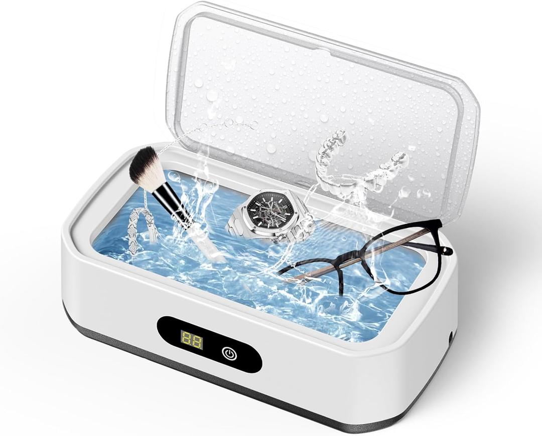 2025 Upgrade Large Capacity Ultrasonic Cleaner, 50kHz Ultrasonic Cleaner Machine with 5 Modes Timer for Glasses Jewelry Dentures-304 Stainless Steel Tank,White & Black