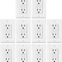 ELECTECK 10 Pack GFCI Outlets 15 Amp, Non-Tamper Resistant, Decor GFI Receptacles with LED Indicator, Ground Fault Circuit Interrupter, Wallplate Included, ETL Listed, White one is missing