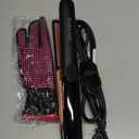 Annlary Hair Straightener 1 Inch Flat Iron and Curler 2 in 1 Titanium Ceramic Ionic Dual Voltage Straightener with Heat-Resistant Silicone, for Less Frizz, Shinier & Smoother (Black/Rose Gold)