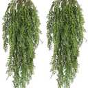 RECUTMS 2 Pcs 3.7Ft Hanging Fake Plants Faux Ferns Ivy Willow Vine Leaves Wall Greenery Artificial Vine Plastic for Spring Home Garden Wedding Party Indoor Outdoor Easter Decorations(Green)