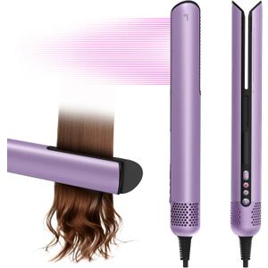 Hair Dryer Air Straightener Non-Movable Clamp Flat Iron No Heated Plates No Damage No Hand-Feeding Automatic Draws Hair Straighteners 2 in 1 Dry & Straight Styling Blower Tool for Women 1A to 2A Hair