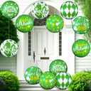 Jetec 12 Pcs 12'' St. Patrick's Day Hanging Ornament Inflatable PVC Decorations Shamrock Ball Shape Yard Ornaments for Lawn Lucky Clover Yard Ornaments for Party Decorations(Ball Style)