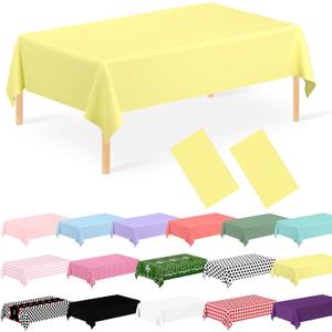 2 Pack Yellow Tablecloth Disposable Baby Yellow Table Covers 54" x 108" Yellow Pastel Table Cloths for Parties Bridal Shower Engagement Wedding Birthday BBQ Picnic Indoors & Outdoors Party