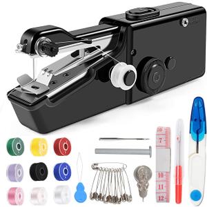 Handheld Sewing Machine for Quick Stitching, Mini Portable Sewing Machine with Sewing Kits for Home DIY, Travel (Black)