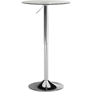 Flash Furniture Chad 23.5'' Round Glass Cocktail Table with Adjustable Height Frame, Bar Height Table for Commercial or Residential Use, Clear/Chrome