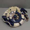 Marsui 11 Pcs Wooden Nautical Wall Decor Fishing Net Decoration, Include Decorative Fishing Net, Ship wheel, Fish Skeleton, Life Ring, Anchor, Starfish Beach Decor for Mediterranean Party (Khaki)