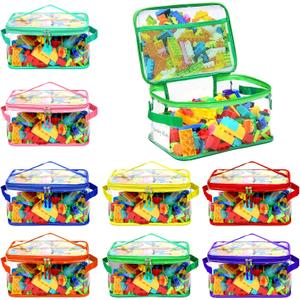 8 Packs Extra Large Toy Storage Bags with Labels, Reusable Clear PVC Board Game Storage, Travel Waterproof Toy Organizer Bags with Name Tag and Manual Pocket for Building Blocks, Puzzle, Kids Books (Color)