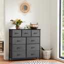 Sweetcrispy 9 Drawer Fabric Dresser Tall Chest Storage Organizer Tower with Cabinet Metal Frame and Wood Top Lightweight Closet Furniture for Bedroom,Charcoal Grey