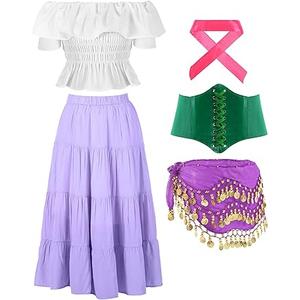 Halloween Gypsy Costume Accessories for Women Fortune Teller Pirate Dancer for Renaissance Medieval M