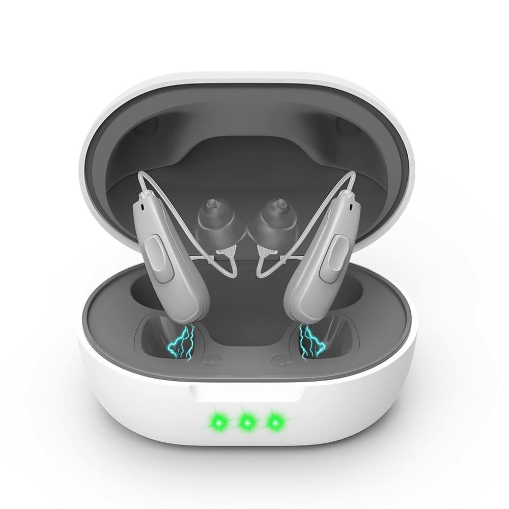 Not Amplifiers True Professional Hearing Aids for Seniors with Hearing Loss - 16-Channel DSP Noise Cancellation, OTC Rechargeable BTE Hearing Aids with Charging Case